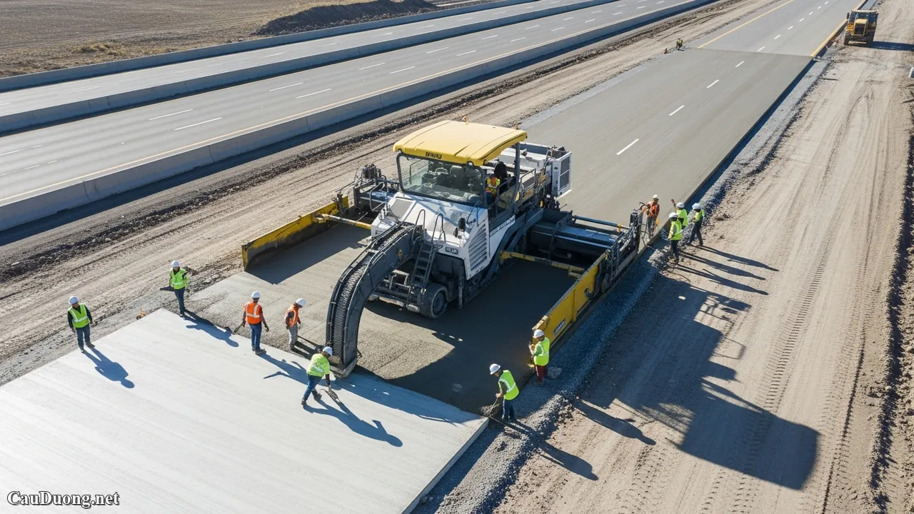 Biện pháp thi công mặt đường bê tông xi măng có bản vẽ
