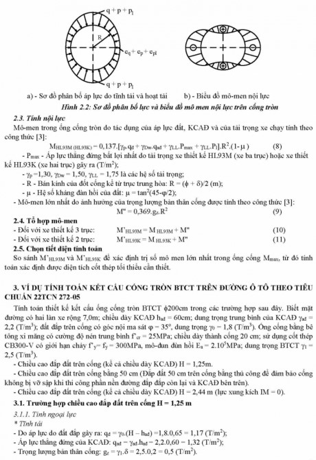 Phương pháp tính toán kết cấu cống tròn BTCT theo 22 TCN 272-05