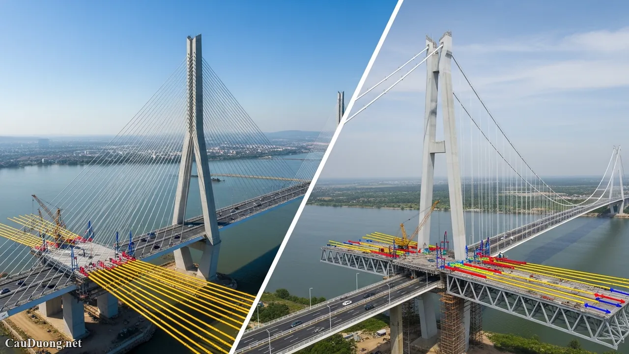 So sánh Cầu Dây Văng và Cầu Treo Dây Võng So sánh Cầu Dây Văng và Cầu Treo Dây Võng